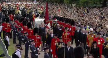 Il feretro della regina Elisabetta II giunto a Windsor